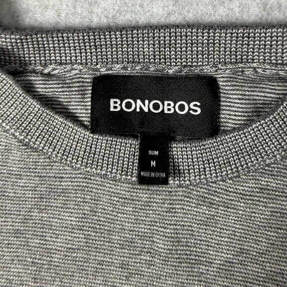 Bonobos Slim Fit Gray Crewneck Sweater Medium Cotton Blend Lightweight Knit - Picture 3 of 5